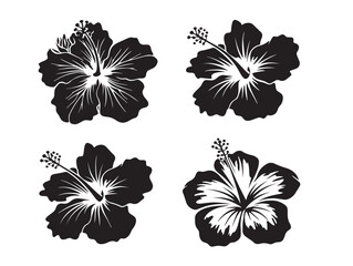 A lovely and exotic hibiscus bloom silhouette vector icon collection