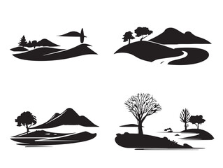 A lovely and expansive hill and dale silhouette vector illustration
