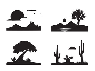 A stunning and calming ocean horizon line silhouette set for backgrounds