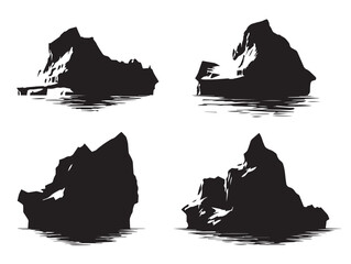 A gorgeous and dangerous iceberg tip silhouette icon collection