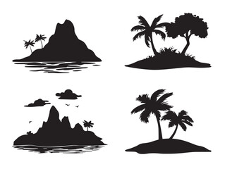 A nice set of four elegant black island silhouette vector illustrations