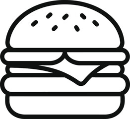 Silhouette Juicy Cheeseburger Vector Icon for Fast Food Menu and Advertising