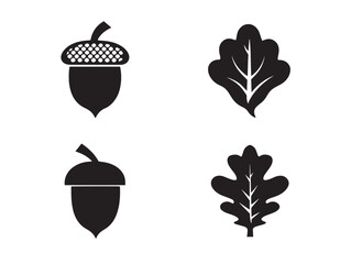 A stunning collection of four detailed black acorn silhouette vector illustrations