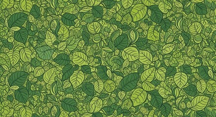 Dense pattern of lush green foliage with detailed leaf outlines.