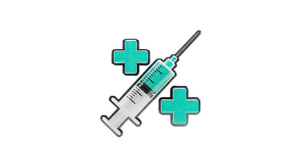 Obraz premium Medical syringe with plus signs on transparent background