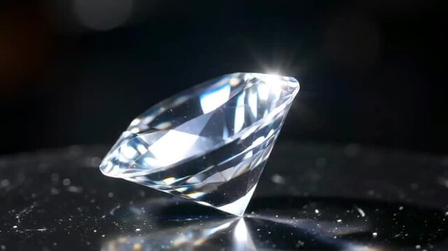 Sparkling Brilliant-Cut Diamond with Elegant Light Refraction
