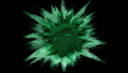 Fototapeta premium Dynamic Burst of Green Powder on Dark Background