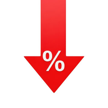 Red downward arrow with percentage symbol