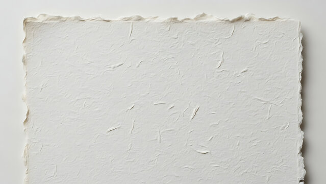 Close-up of the Frayed Deckled Edge of Artisanal White Handmade Paper with Texture