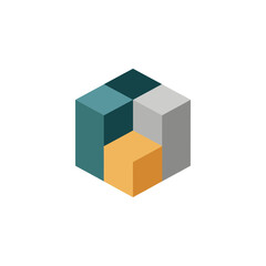 Fototapeta premium Colorful 3D Cube Blocks Arrangement.