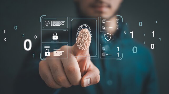 A person interacts with a digital user journey diagram on a futuristic interface - Powered by Adobe