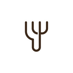 Letters YW Fork Trident Monogram Logo Design with white background.