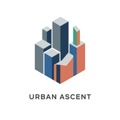 Urban Ascent 3D Cityscape Logo Design.