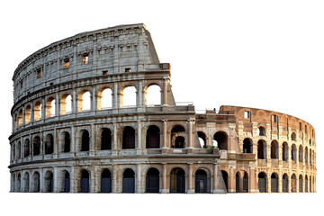 Fototapeta premium Colosseum in Rome Italy isolated on transparent background historical landmark ancient Roman amphitheater iconic view