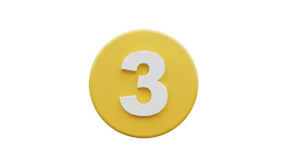 Obraz premium 3D Number 3 icon on transparent background