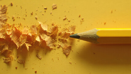 Yellow Pencil with Shavings