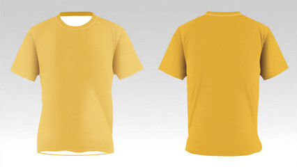 Yellow T-shirt Mockup, Front and Back View