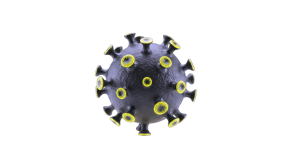 3D render of a coronavirus particle on transparent background