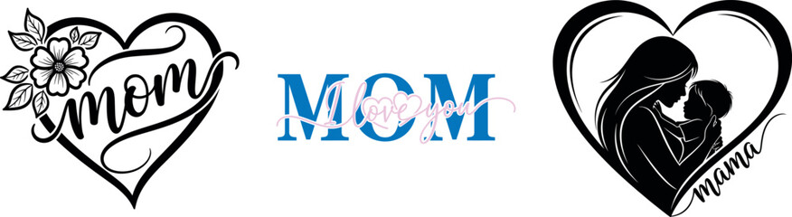 Heartfelt mother and child illustrations with mcm logo