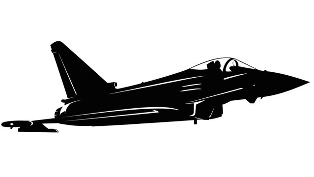 Black silhouette eurofighter typhoon fighter jet illustration