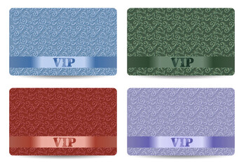 Set of four VIP cards with a vintage pattern