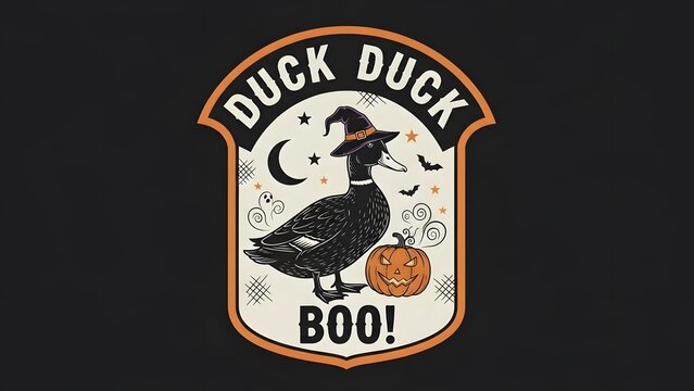 Halloween duck patch with witch hat and pumpkin