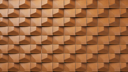 Brown 3d geometric pattern with repeating triangular shapes and rectangular tiles