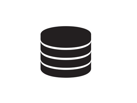 A modern and dynamic black database server icon silhouette illustration