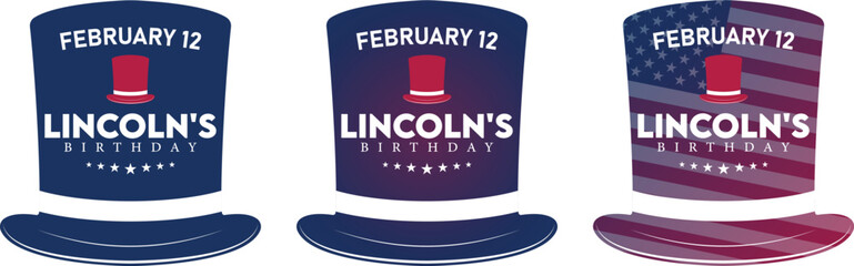 Abraham Lincoln Birthday Candles with Top Hat and Date February 12 Patriotic Illustration