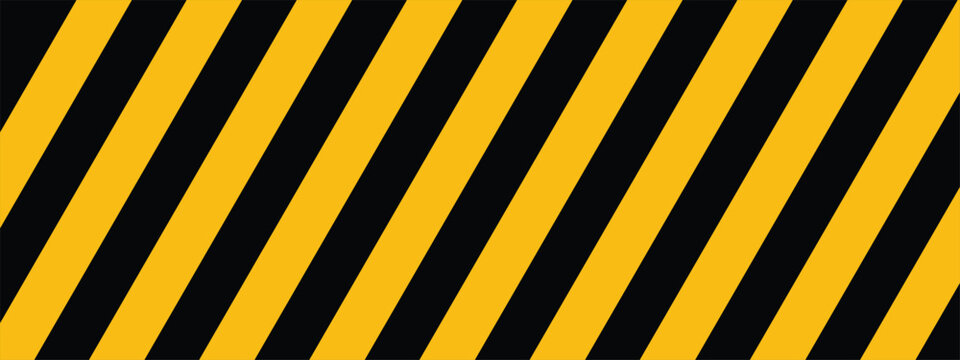 Black and yellow caution tape.Warning tape with yellow and black diagonal stripes. Warn stop seamless line. Yellow and black caution tape border. Long danger ribbon Vector illustration on white backgr