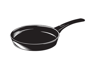 A lovely and classic black frying pan silhouette for cooking themes