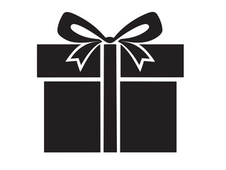 A simple and festive black present icon silhouette vector graphic
