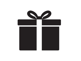 A lovely and neat black small gift icon silhouette on white