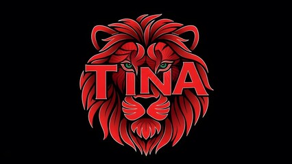 A red lion s head with the name tina in bold letters