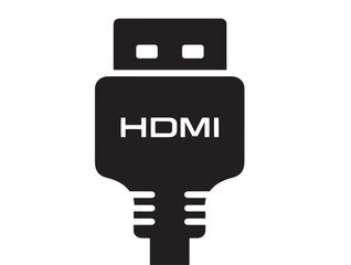 A professional and modern black HDMI port icon silhouette vector