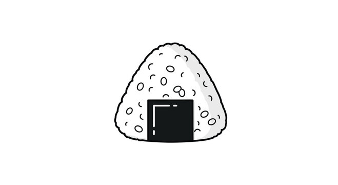 Single triangle-shaped onigiri rice ball wrapped with a strip of dark nori seaweed is a classic Japanese snack or lunch item.