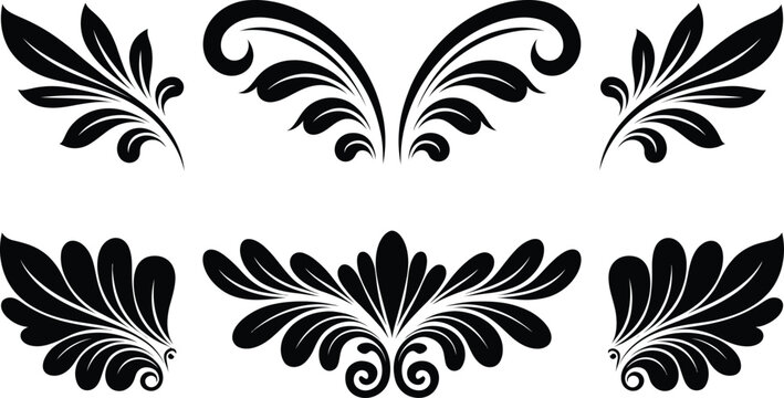 Decorative Vintage Floral Swirl Border and Divider Vector Set