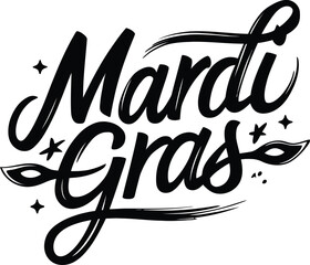 Mardi Gras Elegant Script Typography with Carnival Mask, Vector illustration © nitthi