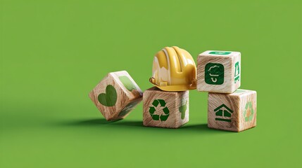 Eco Friendly Sustainability and Recycling Concept with Green Icons and Nature Symbols