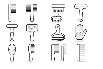 Detangler grooming shedding flea dematting long hair icon vector comb pet undercoat