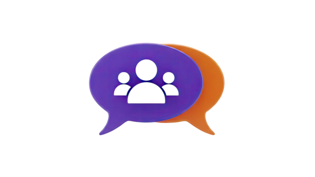 3D Team Chat Icon on transparent background - Powered by Adobe