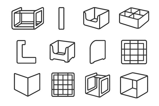 Frame shape compact stackable pattern vector tray grid bin icons organizer cube