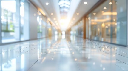 Bright and spacious office space with modern blurred background for banners and digital media use