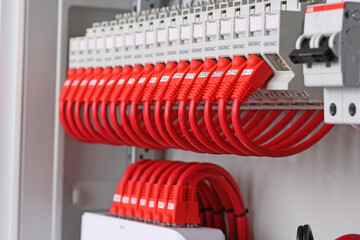Ethernet modules for Internet transmission with connected cables with Rj45 connector. 