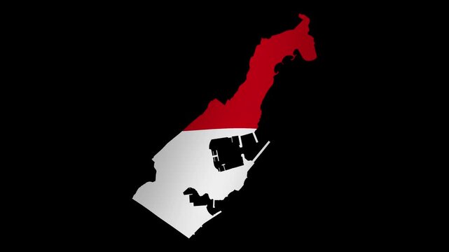 Looping animation of the Monaco flag as a map with a transparent background in 4K format
