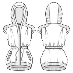 Women’s anorak technical flat drawing vector mockup illustration. © Clothing Design