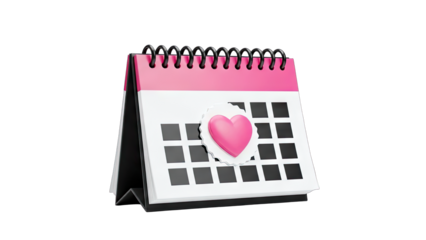 Calendar with Pink Heart: Romantic Date Concept