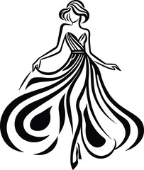 line art illustration of an elegant woman