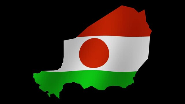 Looping animation of the Niger flag as a map with a transparent background in 4K format