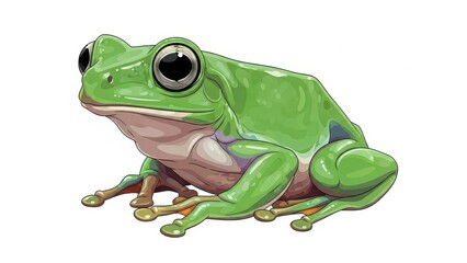 Obraz premium Detailed illustration of a vibrant green tree frog.